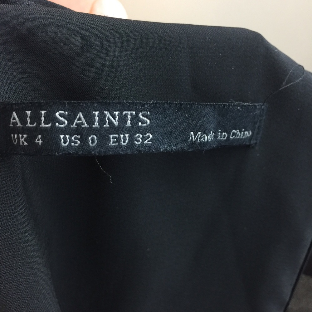 ALLSAINTS Black Amis Black Draped Playsuit Romper - Picture 3 of 8